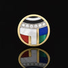 Designer Asch Grossbardt Diamond, Lapis, Malachite, Onyx, Coral  14K Yellow/White Gold Pendant