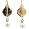 Estate Designer Mazza Chalcedony and Pearl 14Kt/18Kt Yellow Gold Drop Earring
