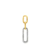 Designer Italian Paper Clip Diamond 14K White & Yellow Gold Earring