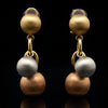 Estate Italian Designer Satin Finish Tri Color Ball Earrings