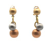 Estate Italian Designer Satin Finish Tri Color Ball Earrings