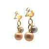 Estate Italian Designer Satin Finish Tri Color Ball Earrings