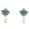Estate Nouveau 1910 Company Diamond Plique A Jour Blue Enamel & Pearl 18K White Gold Earring Limited Edition #28/48