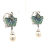 Estate Nouveau 1910 Company Diamond Plique A Jour Blue Enamel & Pearl 18K White Gold Earring Limited Edition #28/48