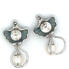 Estate Nouveau 1910 Company Diamond Plique A Jour Blue Enamel & Pearl 18K White Gold Earring Limited Edition #28/48