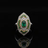 Vintage Emerald & Diamond 18K White & Yellow Gold Ring