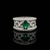 Vintage Fine Emerald & Diamond 18K White Gold Ring