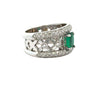Vintage Fine Emerald & Diamond 18K White Gold Ring