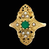 Vintage Emerald & Pearl 18K Yellow Gold Ring