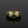 Vintage Emerald & Diamond 18K Yellow Gold Ring