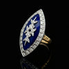 Vintage Diamond & Blue Enamel 18K White & Yellow Ring