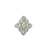 Vintage Filigree White & Yellow Diamond 14k White Gold Ring