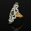 Vintage Emerald & Diamond 18K White & Yellow Gold Ring