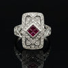 Vintage Ruby & Diamond 14K White Gold Ring