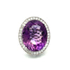 Vintage Diamond & Amethsyt 14K White Gold Ring