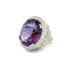 Vintage Diamond & Amethsyt 14K White Gold Ring