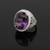 Vintage Diamond & Amethsyt 14K White Gold Ring