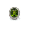 Vintage Peridot & Diamond 14K White Gold Ring
