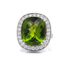 Vintage Peridot & Diamond 14K White Gold Ring
