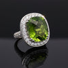 Vintage Peridot & Diamond 14K White Gold Ring