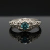 Vintage Irr. Blue Diamond 14K White Gold Ring