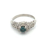 Vintage Irr. Blue Diamond 14K White Gold Ring