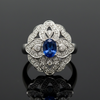 Vintage Fine Sapphire & Diamond 14K White Gold Ring