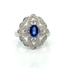 Vintage Fine Sapphire & Diamond 14K White Gold Ring