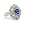Vintage Fine Sapphire & Diamond 14K White Gold Ring