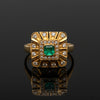 Vintage Emerald & Diamond 14K Yellow Gold Ring