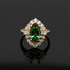 Vintage Fine Tsavorite & Diamond Yellow Gold Ring