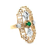 Vintage Diamond & Emerald 14K White & Yellow Ring