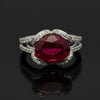Vintage Fine Rubellite & Diamond 14k White Gold Ring