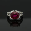 Vintage Fine Rubellite & Diamond 14k White Gold Ring