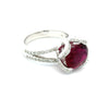 Vintage Fine Rubellite & Diamond 14k White Gold Ring
