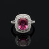 Vintage Pink Tourmaline & Diamond 14k White Gold Ring