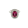 Vintage Pink Tourmaline & Diamond 14k White Gold Ring