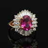 Vintage Fine Rubellite & Diamond 14k Rose Gold Ring