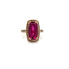 Vintage Pink Tourmaline & Diamond 14k Yellow Gold Ring