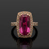 Vintage Pink Tourmaline & Diamond 14k Yellow Gold Ring