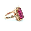 Vintage Pink Tourmaline & Diamond 14k Yellow Gold Ring