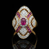 Vintage Ruby & Diamond 18k Yellow/White Gold Ring