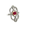 Vintage Ruby & Diamond 18k White Gold Ring