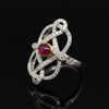 Vintage Ruby & Diamond 18k White Gold Ring