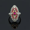 Vintage Ruby & Diamond 18k Yellow/White Gold Ring