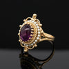 Vintage  Seed Pearl & 5.00 ct Ruby 10K Yellow Gold Ring