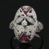 Vintage Ruby & Diamond 18k White Gold Ring