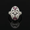 Vintage Ruby & Diamond 18k White Gold Ring