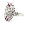Vintage Ruby & Diamond 18k White Gold Ring