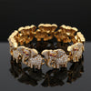 Vintage Elephant Diamond & Ruby 18K Yellow Gold Bracelet